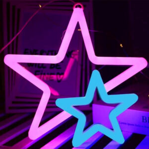 LED διακοσμητικό φωτιστικό διπλό αστέρι USB/μπαταρίας neon ροζ-μπλε OEM