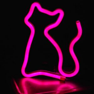 LED διακοσμητικό φωτιστικό γάτα USB/μπαταρίας neon ροζ OEM