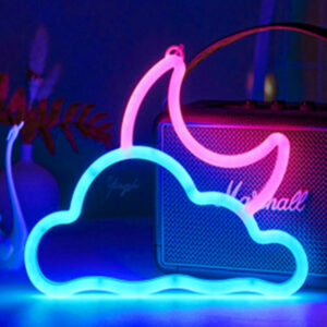 LED διακοσμητικό φωτιστικό μισοφέγγαρο και σύννεφο USB/μπαταρίας neon μπλε-ροζ OEM