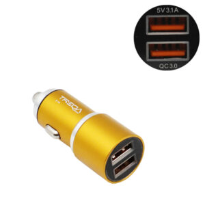 Φορτιστής αυτοκινήτου συνολικής έντασης 5.1A με θύρες 2xUSB CC-324 Treqa - Κίτρινο